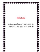Tiểu luận Phân tích chiến lược Tăng trưởng tập trung của Công ty Cổ phần Kinh Đô