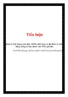 Tiểu luận Quản lý chất lượng toàn diện (TQM) chiến lược và đặc điểm tổ chức: Bằng chứng từ một thành viên WTO gần đây