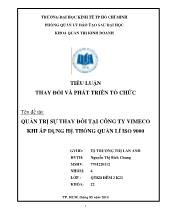 Tiểu luận Quản trị sự thay đổi tại công ty vimeco khi áp dụng hệ thống quản lí iso 9000