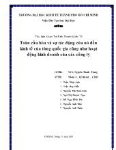 Tiểu luận Toàn cầu hóa và sự tác động của nó đến kinh tế của từng quốc gia cũng như hoạt động kinh doanh của các công ty