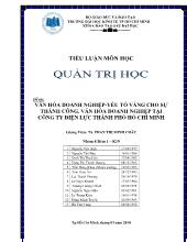 Tiểu Luận Văn Hóa Doanh Nghiệp-Yếu Tố Vàng Cho Sự Thành Công. Văn Hóa Doanh Nghiệp Tại Công Ty Điện Lực Thành Phố Hồ Chí Minh