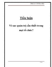 Tiểu luận Vì sao quản trị cần thiết trong mọi tổ chức?