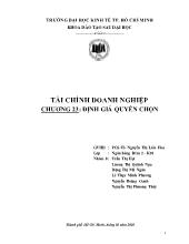 Bài thảo luận Tài chính doanh nghiệp chương 23: định giá quyền chọn