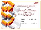 Bài thuyết trình Các doanh nghiệp nhà nước tại Việt Nam nhận thức về hoạch định chiến lược cho xã hội trong thời kỳ chuyển tiếp