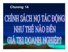 Bài thuyết trình Chương 14: Chính sách nợ tác động như thế nào đến giá trị doanh nghiệp