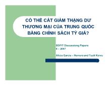 Bài thuyết trình Có thể cắt giảm thặng dư thương mại của trung quốc bằng chính sách tỷ giá?