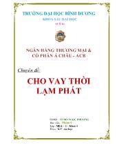 Chuyên đề Cho vay thời lạm phát