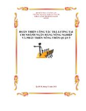 Chuyên đề Hoàn thiện công tác trảlương tại chi nhánh ngân hàng nông nghiệp và phát triển nông thôn quận 9