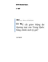 Đề tài Có thể cắt giảm thặng dư thương mại của Trung Quốc bằng chính sách tỷ giá?