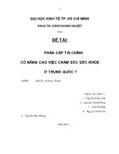 Đề tài Phân cấp tài chính có nâng cao việc chăm sóc sức khỏe ở Trung Quốc