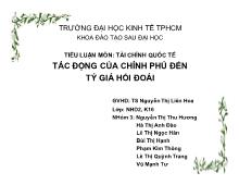 Đề tài Tác động của chính phủ đến tỷ giá hối đoái
