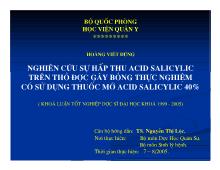 Khóa luận Nghiên cứu sự hấp thu acid salicylic trên Thỏ đợc gây bỏng thực nghiệm Có sử dụng thuốc mỡ acid salicylic 40%