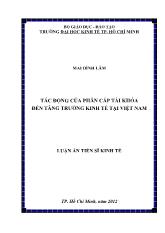 Luận án Tác động của phân cấp tài khóa đến tăng trưởng kinh tế tại Việt Nam