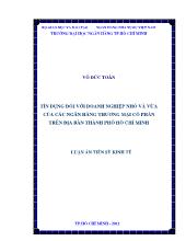Luận án Tín dụng đối với doanh nghiệp nhỏ và vừa của các ngân hàng thương mại cổ phần trên địa bàn thành phố Hồ Chí Minh
