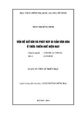 Luận án Vấn đề giữ gìn và phát huy di sản văn hóa ở Thừa Thiên Huế hiện nay