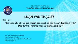 Luận văn Kế toán chi phí và giá thành sản xuất bê tông tươi tại công ty cổ phần đầu tư và thương mại dầu khí Sông Đà