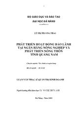 Luận văn Phát triển hoạt động bảo lãnh tại ngân hàng nông nghiệp và phát triển nông thôn tỉnh Quảng Nam