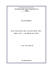 Luận văn Quản trị nợ quá hạn tại ngân hàng thương mại cổ phần Đông Nam Á - Chi nhánh Bắc Ninh