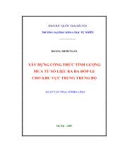 Luận văn Xây dựng công thức tính lượng mưa từ số liệu ra đa đốp-Le cho khu vực trung trung bộ