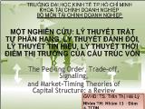 Một nghiên cứu: lý thuyết trật tự phân hạng, lý thuyết đánh đổi, lý thuyết tín hiệu, lý thuyết thời điểm thị trường của cấu trúc vốn