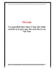 Tiểu luận Các quan điểm khác nhau về mục tiêu chính sách tiền tệ và gợi ý mục tiêu sách tiền tệ của Việt Nam