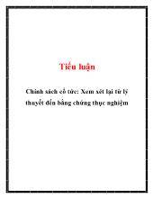 Tiểu luận Chính sách cổ tức: Xem xét lại từ lý thuyết đến bằng chứng thục nghiệm