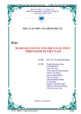 Tiểu luận Đánh giá nguốn vốn FDI với sự phát triển kinh tế Việt Nam