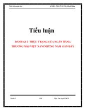 Tiểu luận Đánh giá thực trạng của ngân hàng thương mại Việt Nam những năm gần đây