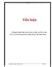 Tiểu luận Mối quan hệ giữa chính sách tài khoa và chính sách tiền tệ, thực tiễn ở Việt Nam trong giai đoạn khủng hoảng và hậu khủng hoảng