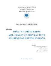 Tiểu luận Phân tích chứng khoán ASM - Công ty cổ phần đầu tư và xây dựng sao mai tỉnh An Giang