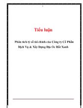 Tiểu luận Phân tích tỷ số tài chính của công ty cổ phần dịch vụ và xây dựng địa ốc đất xanh
