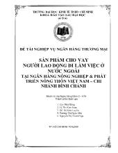 Tiểu luận Sản phẩm cho vay người lao động đi làm việc ở nước ngoài tại ngân hàng nông nghiệp & phát triển nông thôn Việt Nam – chi nhánh Bình Chánh