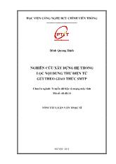 Tóm tắt luận văn Nghiên cứu xây dựng hệ thống lọc nội dung thư điện tử gửi theo giao thức smtp