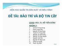 Bài thảo luận Bảo trì và độ tin cậy