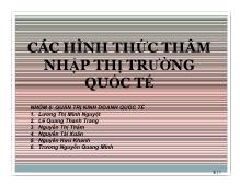 Bài thảo luận Các hình thức thâm nhập thị trường quốc tế