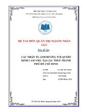 Bài thảo luận Các nhân tố ảnh hưởng tới quyết định làm việc tại cục thuế thành phố Hồ Chí Minh