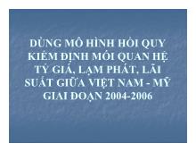 Bài thảo luận Dùng mô hình hồi quy kiểm định mối quan hệ tỷ giá, lạm phát, lãi suất giữa Việt Nam -Mỹ giai đoạn 2004-2006