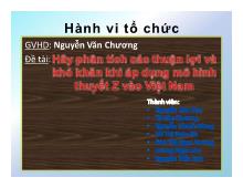 Bài thảo luận Hãy phân tích các thuận lợi và khó khăn khi áp dụng mô hình thuyết Z vào Việt Nam