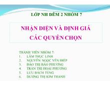 Bài thảo luận Nhận diện và định giá các quyền chọn