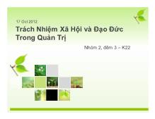 Bài thảo luận Trách nhiệm xã hội và đạo đức trong quảntrị