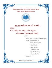 Bài thảo luận Vai trò của việc xây dựng văn hóa trong tổ chức