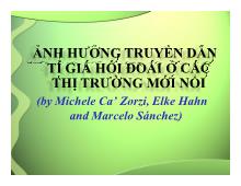 Bài thuyết trình Ảnh hưởng truyền dẫn tỉ giá hối đoái ở các thị trường mới nổi