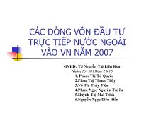 Bài thuyết trình Các dòng vốn đầu tư trực tiếp nước ngoài vào Việt Nam năm 2007