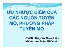 Bài thuyết trình Ưu nhược điểm của các nguồn tuyển mộ, phương pháp tuyển mộ