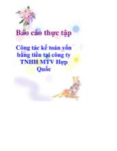 Báo cáo Công tác kế toán vốn bằng tiền tại công ty TNHH MTV Hợp Quốc