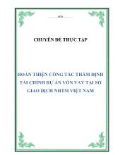 Chuyên đề Hoàn thiện công tác thẩm định tài chính dự án vốn vay tại sở giao dịch ngân hàng thương mại Việt Nam