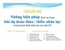 Chuyên đề Những biện pháp được áp dụng khi dự đoán thừa/ thiếu nhân lực trong hoạch định nhân lực của một doanh nghiệp