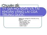 Chuyên đề : tỷ giá hối đoái và tài khoản vãng lai của Trung Quốc