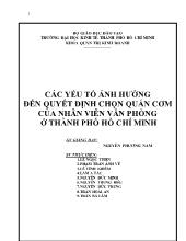 Đề tài Các yếu tố ảnh hưởng đến quyết định chọn quán cơm của nhân viên văn phòng ở thành phố Hồ Chí Minh