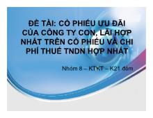 Đề tài Cổ phiếu ưu đãi của công ty con, lãi hợp nhất trên cổ phiếu và chi phí thuế thu nhập doanh nghiệp hợp nhất